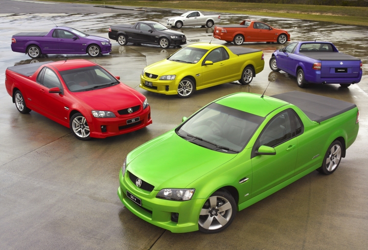 The picture shows the Holden Ute models available in Australia